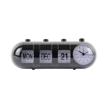 Budík Retro Tube Calendar Flip Karlsson KA6045BK, 10cm